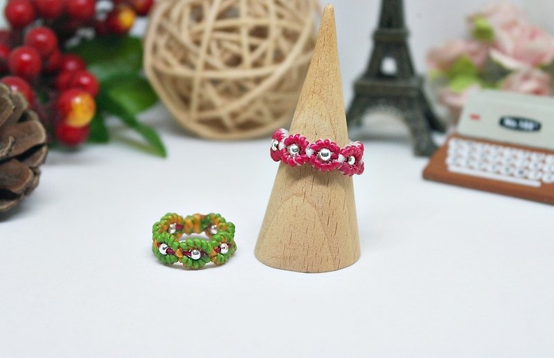 <Wreath>-Hand-knitted silk Wax thread ring series -//You can choose your own color// - แหวนทั่วไป - ขี้ผึ้ง สีแดง