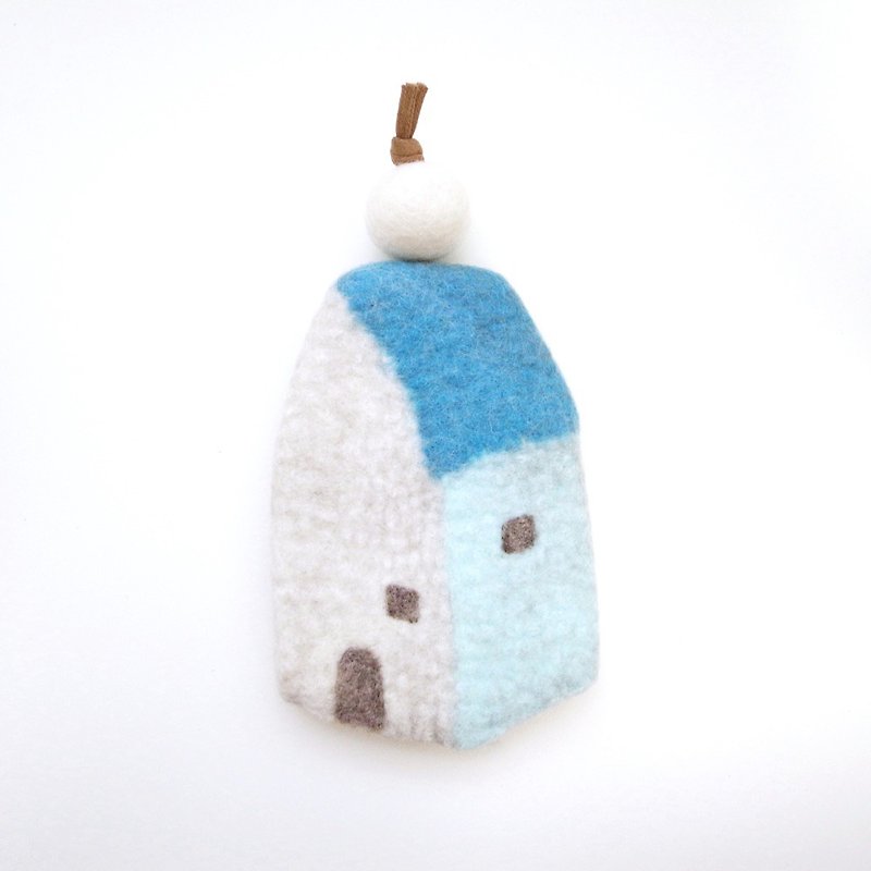Small house key case I blue series I carefully selected wool. Handmade - ที่ห้อยกุญแจ - ขนแกะ สีน้ำเงิน