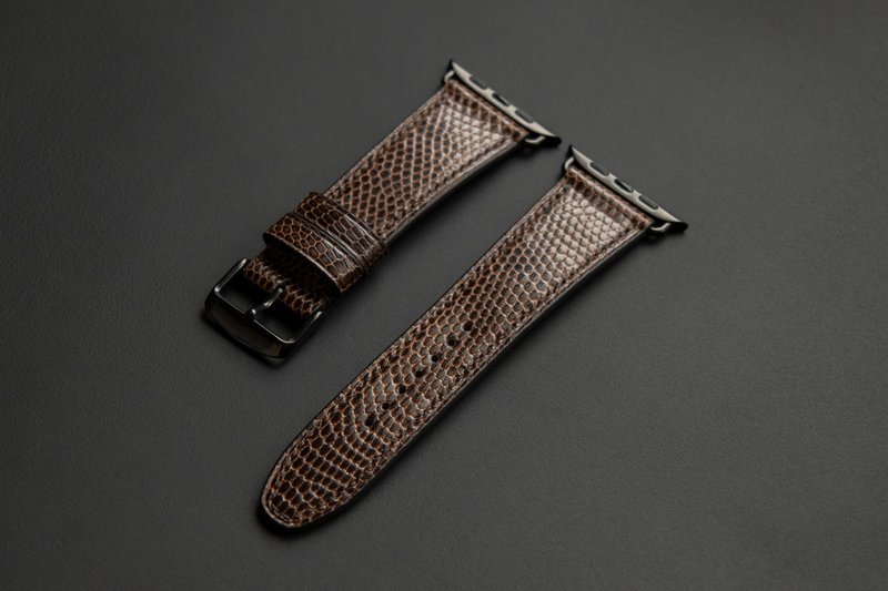 Apple Watch Band of Lizardskin leather in Dark Brown (MTO) - Watchbands - Genuine Leather Brown