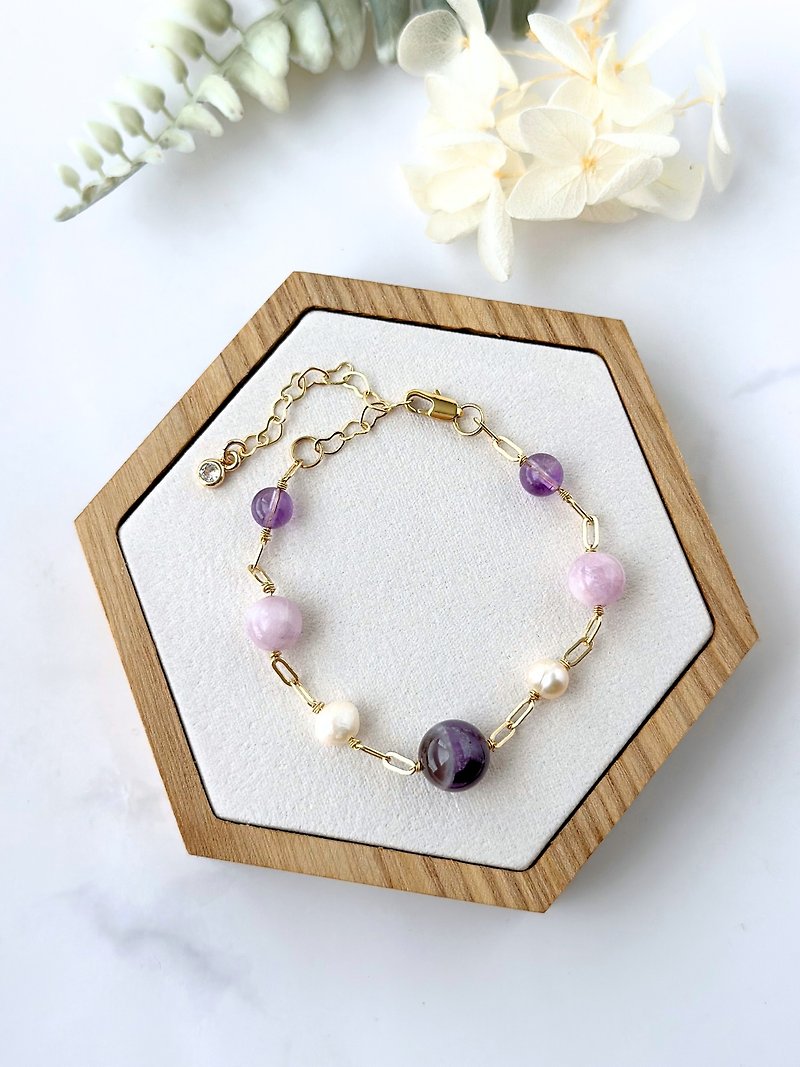 [Simple Crystal Mine Bracelet] Amethyst/kunzite/pearl/suitable for both adults and children - Bracelets - Crystal 
