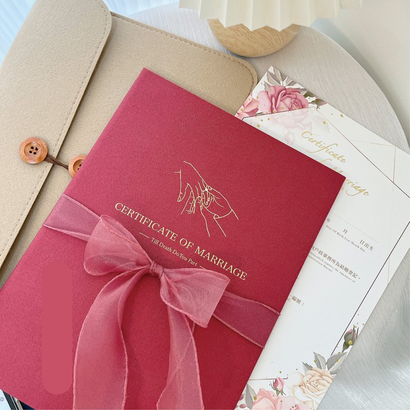 燙金結婚書約套組│戶政事務所可用│格紋胭脂紅│結婚書約 - 結婚證書 - 紙 