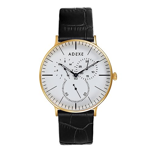 ADEXE | 推薦小眾手錶品牌 | THEY 黑白復白三眼多功能皮帶中性手錶 小眾品牌