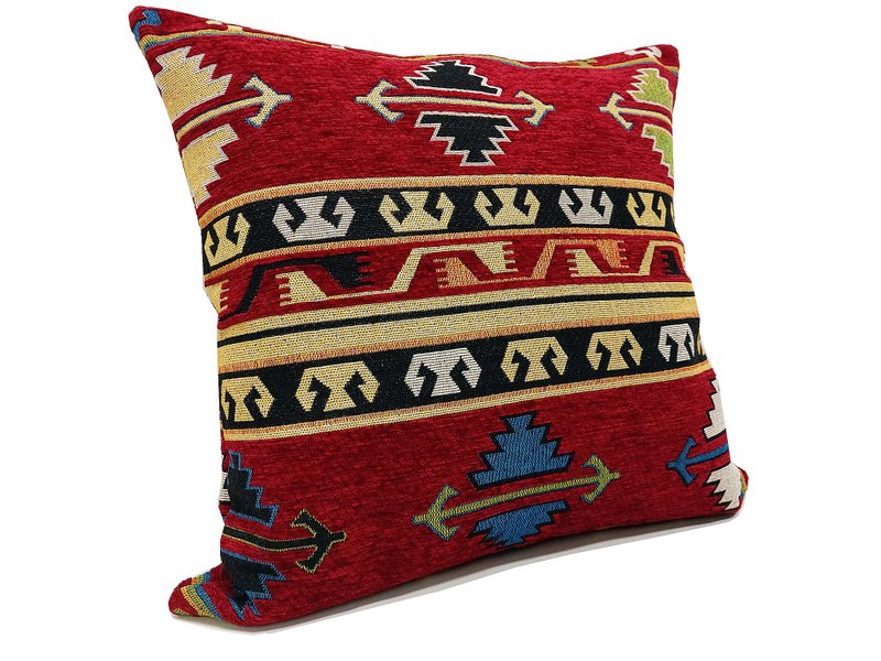 Woven Cotton Pillow cases Handmade Decorative Pillow Covers Tribal pillow - 枕頭/抱枕 - 棉．麻 紅色