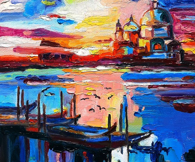 ヨット絵画オリジナルアート油絵壁の装飾油彩キャンバス