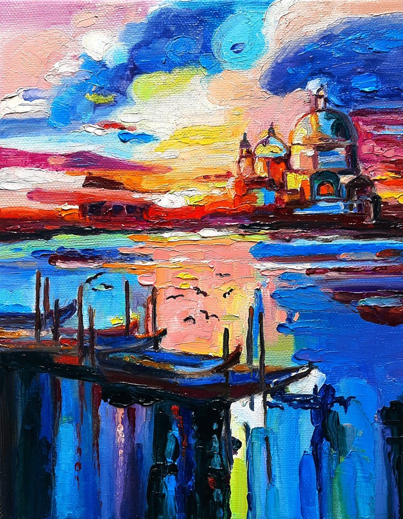 Sailboat  Painting  Original Art  Oil Painting  Wall Decor Oil On Canvas - 壁貼/牆壁裝飾 - 其他材質 藍色