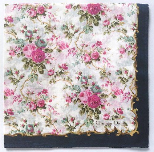 orangesodapanda Christian Dior Vintage Handkerchief Floral 18.5 x 18.5 inches