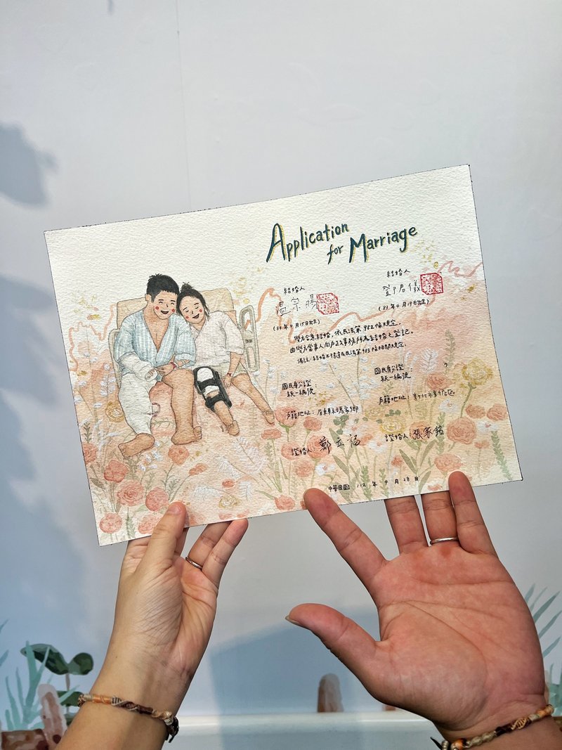 Wedding Contract / Watercolor Marriage Certificate - ทะเบียนสมรส - กระดาษ หลากหลายสี