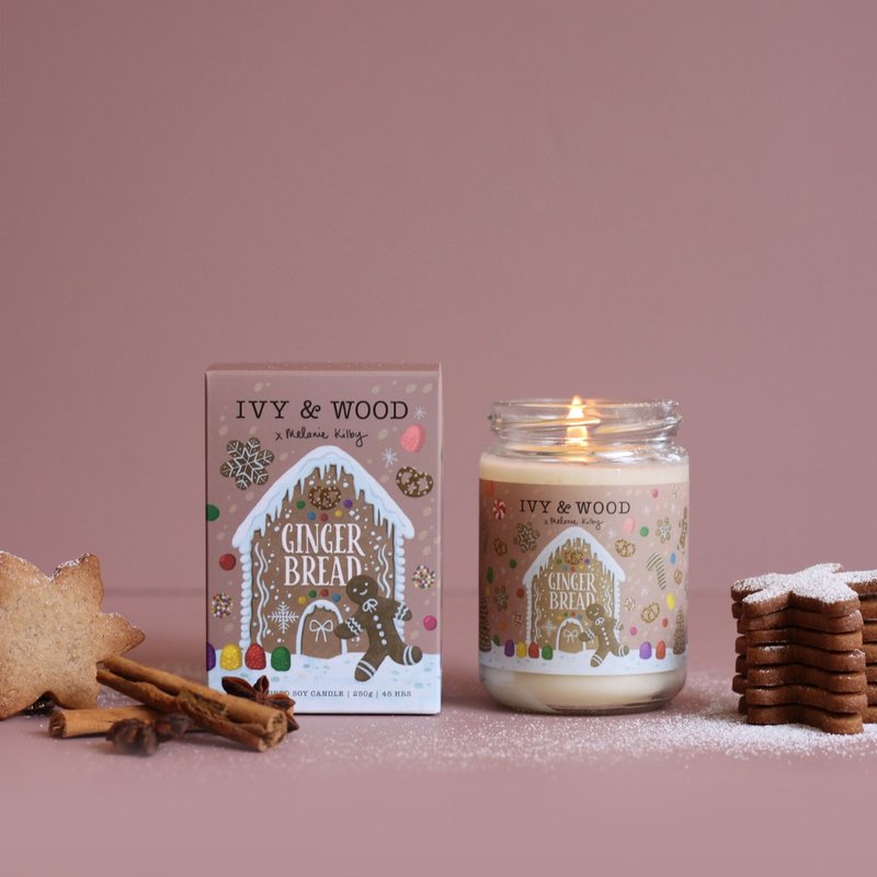 [Christmas Limited] Happy Gingerbread Scented Candle-[IVY&WOOD] Natural Handmade Fragrance - เทียน/เชิงเทียน - วัสดุอื่นๆ 