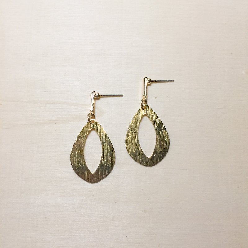 Brushed basket empty drop earrings - Earrings & Clip-ons - Copper & Brass Gold