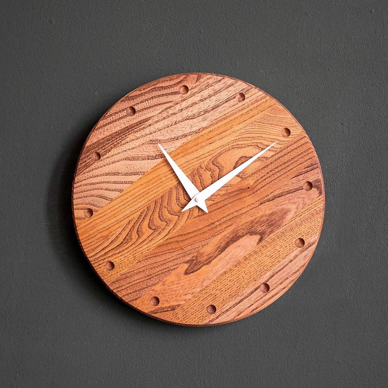 Wall clock personalized gift / Elm wood engraved clock - Clocks - Wood Brown