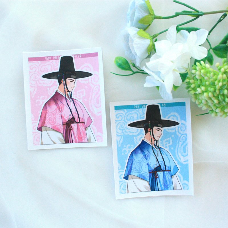 mogloo_Oriental girl Sticker_Juwon - 貼紙 - 紙 藍色