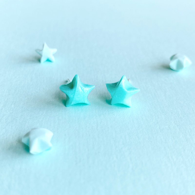 Star Earrings Lake Green Lucky Star Earrings - Earrings & Clip-ons - Sterling Silver Green