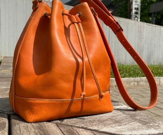 Chestnut Leather Bucket Sling Bag