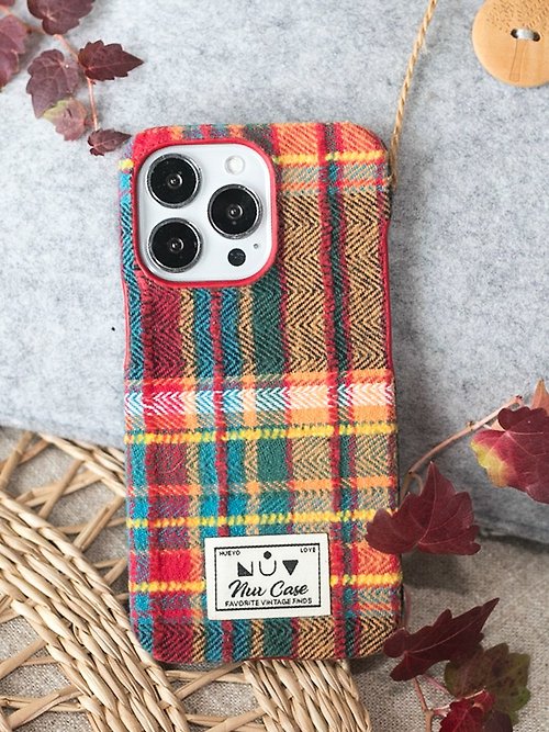 Nuv Case iPhone 7 Plus iPhone 8 Plus 織物保護套條紋秋冬復古風格