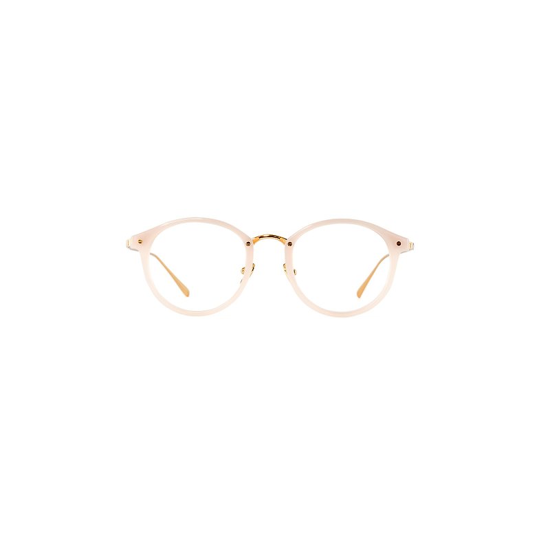 Jelly-like translucent light pink gold titanium round frame glasses - Glasses & Frames - Other Metals Pink