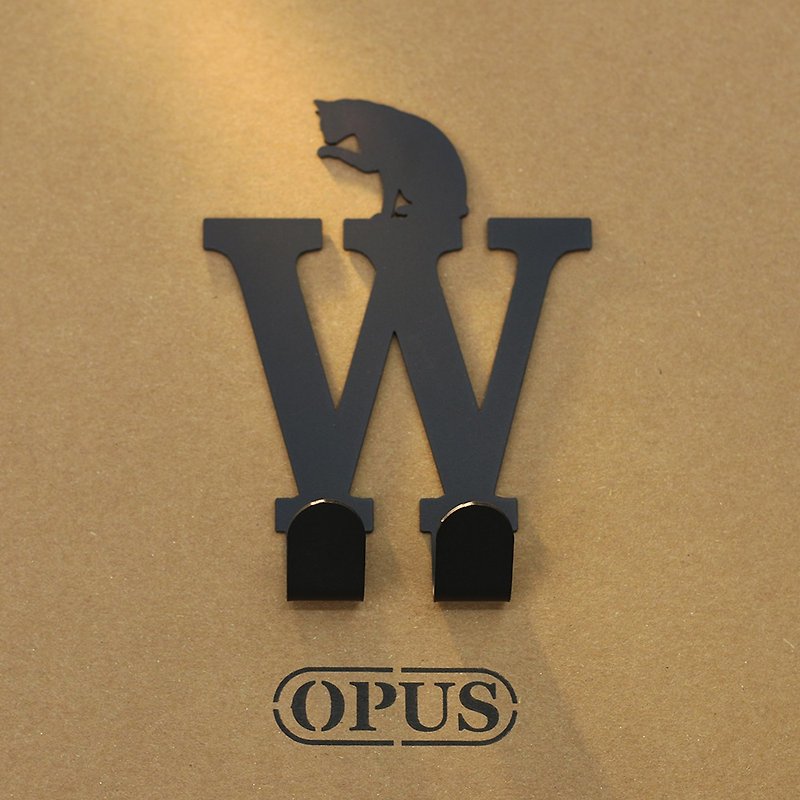 [OPUS Dongqi Metalworking] When the cat meets the letter W-hook (black)/wall hanging hook/no trace/ - ตกแต่งผนัง - โลหะ สีดำ