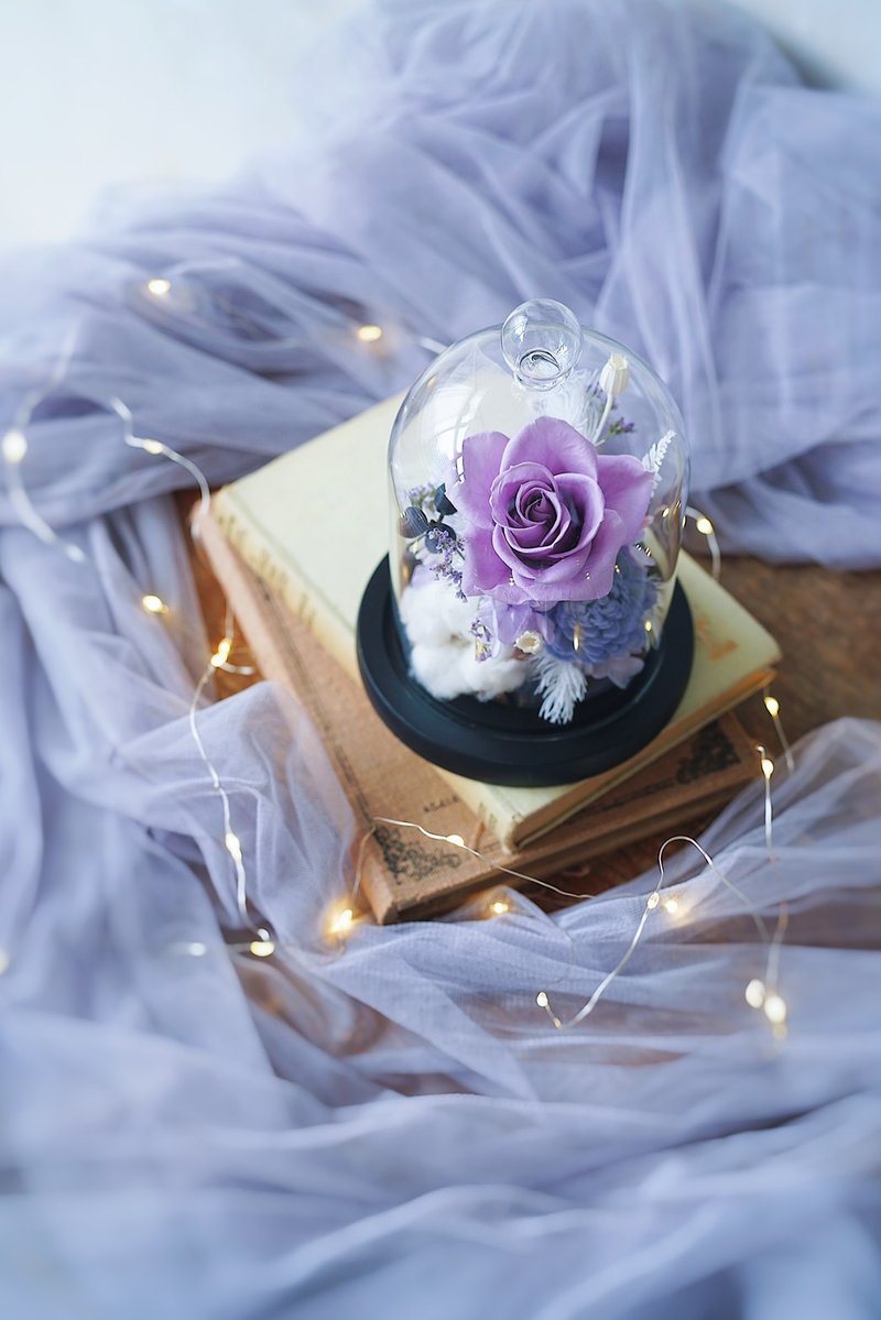 【GOODLILY flower】Romantic Purple Rose Glass Flower Cup - ช่อดอกไม้แห้ง - พืช/ดอกไม้ สีม่วง