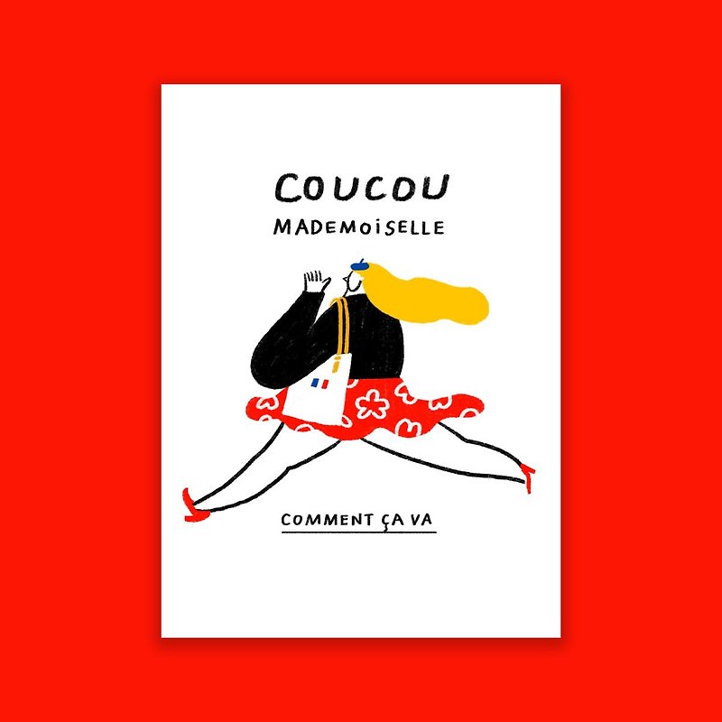 Coucou Mademoiselle Postcard - การ์ด/โปสการ์ด - กระดาษ ขาว