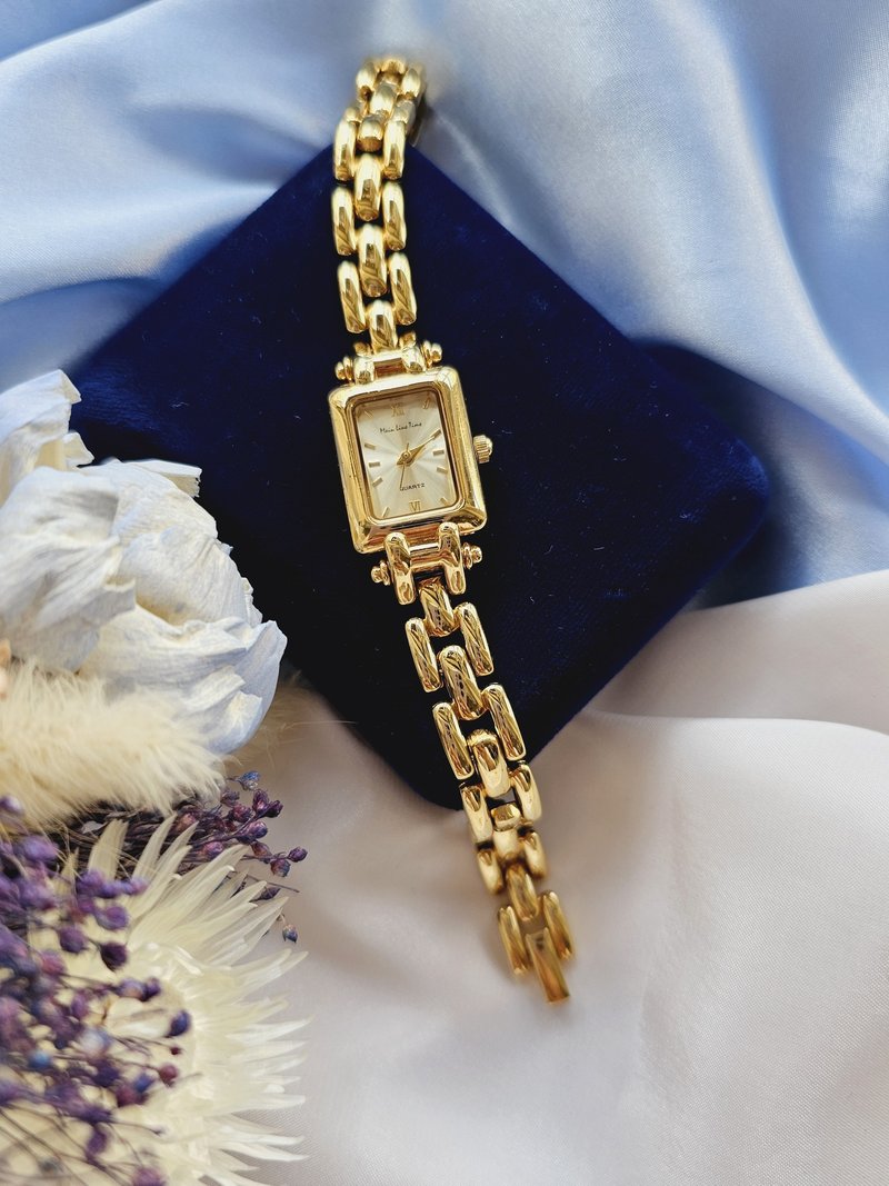 Main Line Time金色典雅長方手表/女表/美國品牌/西洋古董飾品 - 女錶 - 其他金屬 