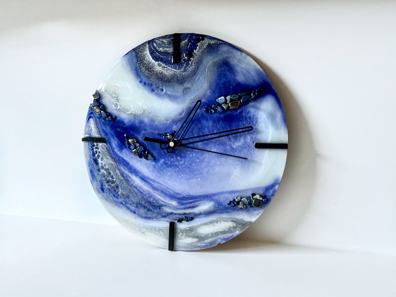 Purple marble clock Wall 30cm 時鐘 樹脂畫 大理石 - 時鐘/鬧鐘 - 樹脂 紫色