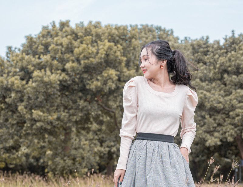 光輝 針織長袖上衣 The Light Puff Sleeve Blouse - 女 T 恤 - 棉．麻 黃色