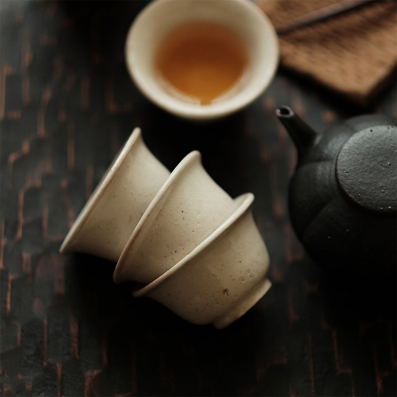 潮汕功夫茶杯 日式粉影器 紋片小杯 品茗杯 純手工製作 - 茶具/茶杯 - 陶 