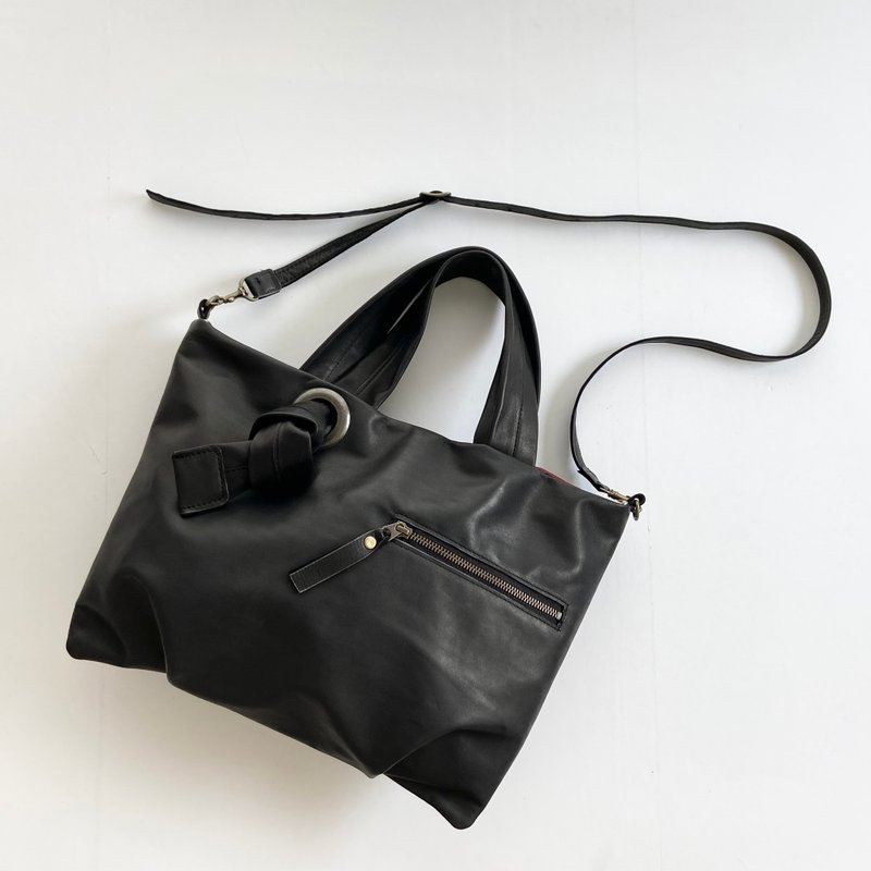 馬革トートバッグ用ショルダーパーツ - 側背包/斜背包 - 其他材質 黑色