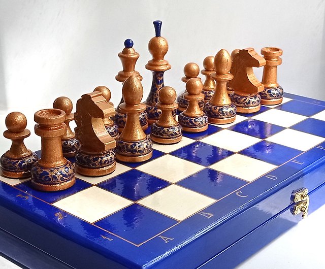 木製チェスセット手作りギフト、ロシア風チェス盤お父さんの誕生日 