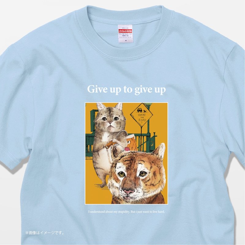 The cat who wants to be a tiger  /コットンTシャツ - 女 T 恤 - 棉．麻 白色