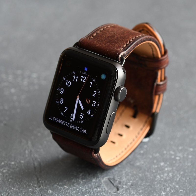 皮革 Apple Watch 錶帶 真皮 手工 禮物 38/40/41/42/44/45mm - 錶帶 - 真皮 咖啡色