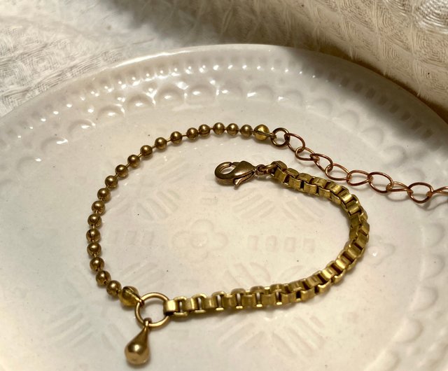 Laolin Groceries | Bronze Design Bracelet - Cube Chain - Shop