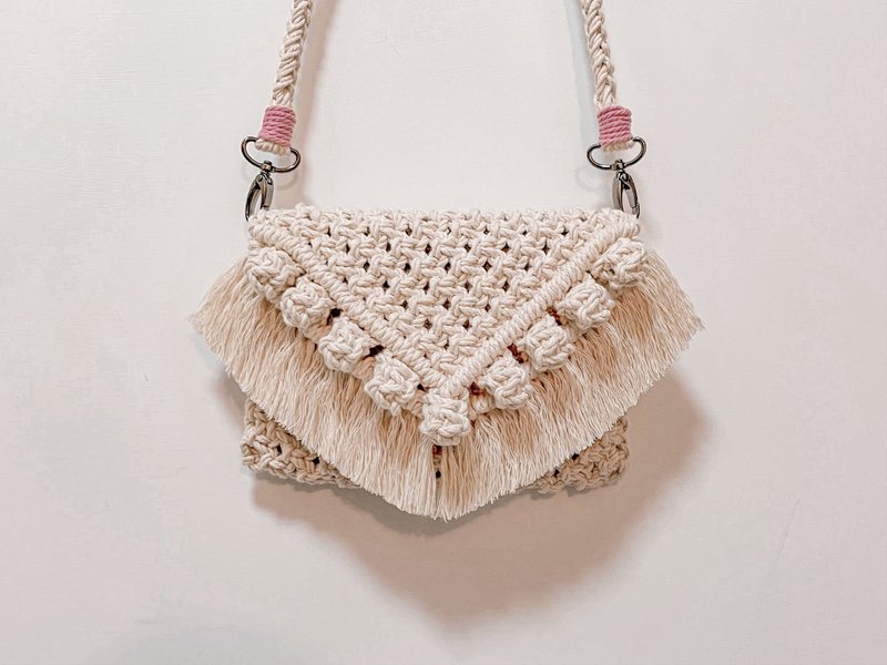 That windy summer | Macramé woven bag - กระเป๋าแมสเซนเจอร์ - ผ้าฝ้าย/ผ้าลินิน 