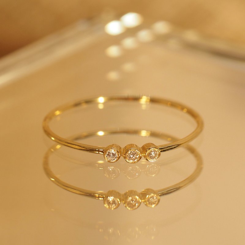 18K金鑽石橢圓超薄戒指18K Gold Diamond Ellipsis Ultrathin Rin - 戒指 - 貴金屬 