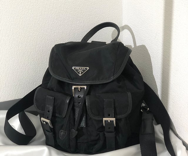 PRADA Triangle Logo Nylon Leather Hobobag Shoulder bag Black Vintage u –  VintageShop solo
