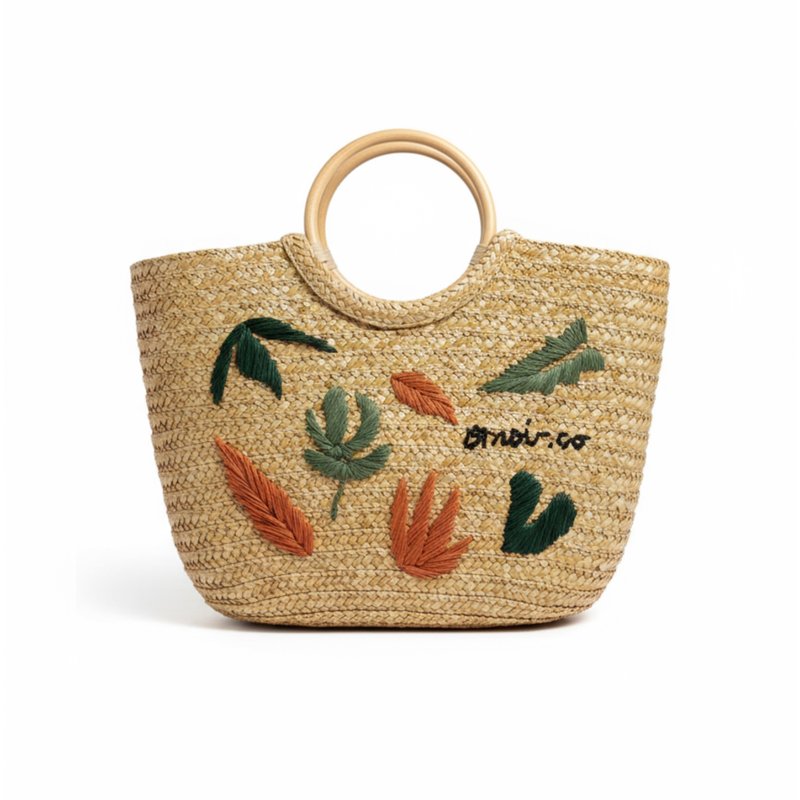 Basket Tote 全手工草編包 - 手提包/手提袋 - 其他材質 卡其色
