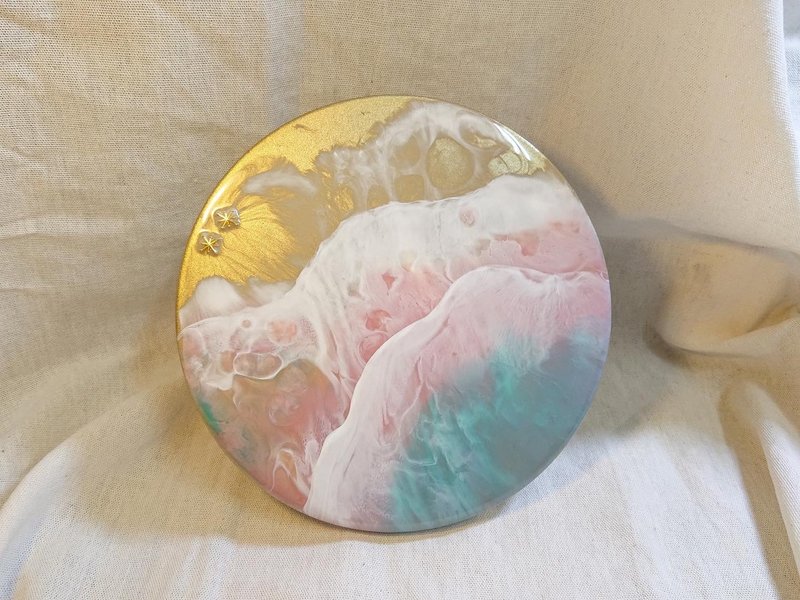 Romantic Arctic Sea: Metal Tall Tray/Epoxy Resin Tray - Items for Display - Resin Pink