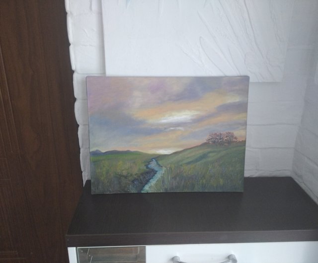 ［匿名で配送］一点もの 油絵 油彩 空 夕暮れ 絵 油絵 絵画 【波と夕暮れ】 il_1080xN.3047494105_19co.jpg