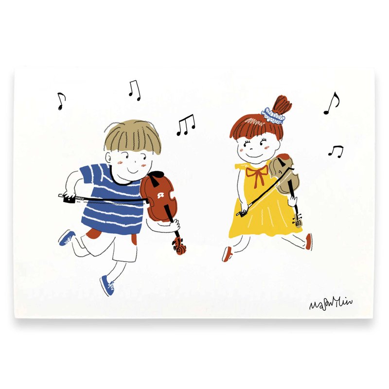 【最好的夥伴】明信片| 古典音樂 | Music Gift - 卡片/明信片 - 紙 白色