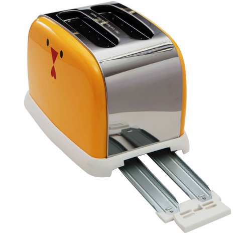 2 Slice 800W Stainless Steel Bread Oven Toaster - Yellow