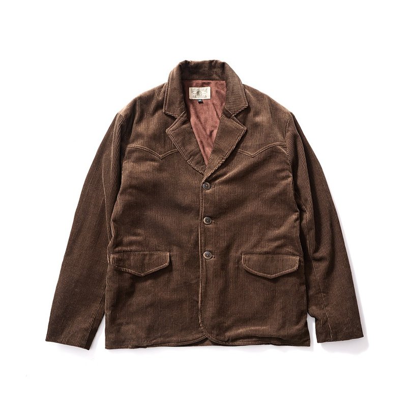 Western Corduroy Jacket - 咖啡色 Brown - 男夾克/外套 - 棉．麻 
