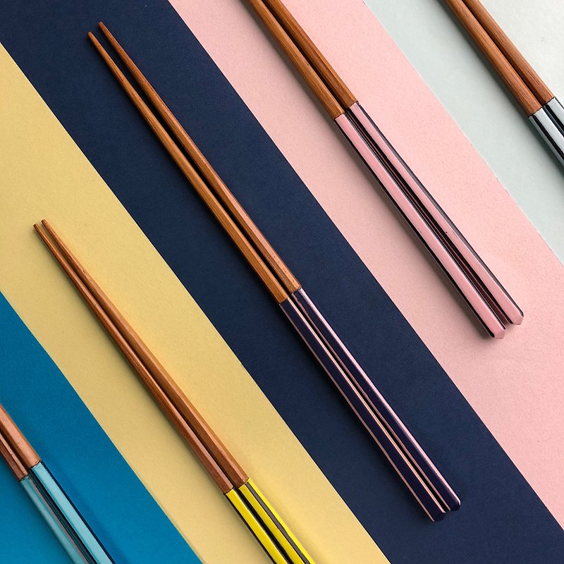 Otaru welfare products - one chopsticks air (hand lacquer chopsticks / six colors) - Chopsticks - Bamboo Blue