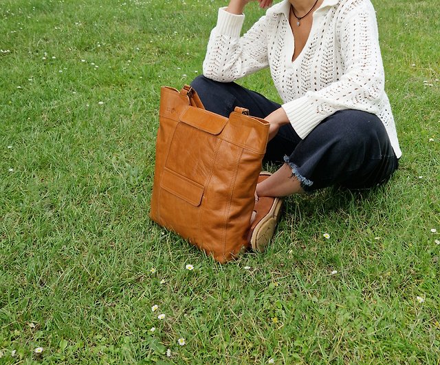Brown Soft Leather Tote Large Genuine Leather Shopper Bags