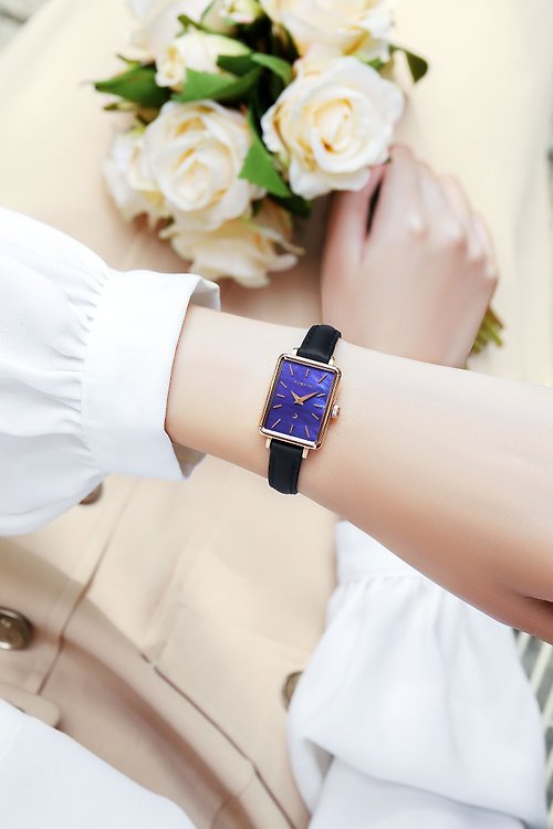 MOONART影月手錶品牌官方店 【MOONART】方型手錶 藝月系列-紫雨 女裝手錶 珍珠貝藝術手錶