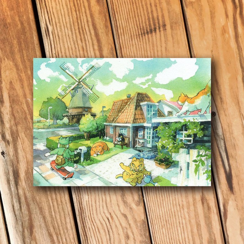 小貓新仔浪遊記明信片 - 阿姆斯特丹的假期 - 卡片/明信片 - 紙 多色
