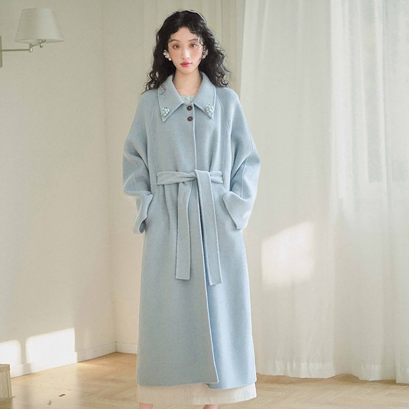 山羊絨系帶雙面大衣D2CH06570-G - 女大衣/外套 - 其他材質 多色