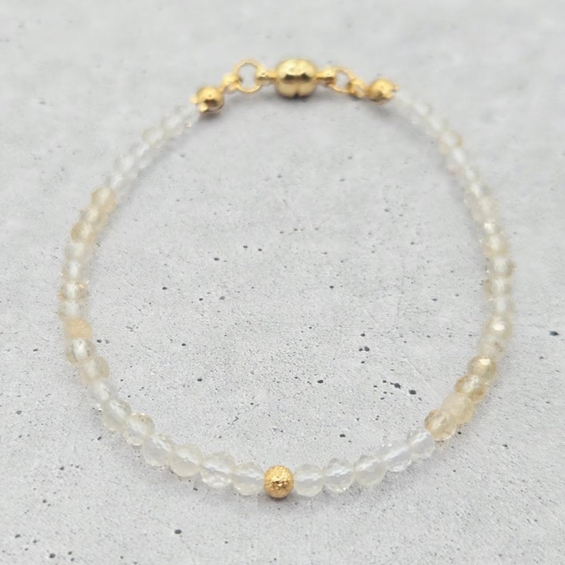 【日本製】使用醫療級不鏽鋼 丹泉石碎石手鍊 零壓力 一鍵式佩戴 - 手鍊/手環 - 寶石 黃色