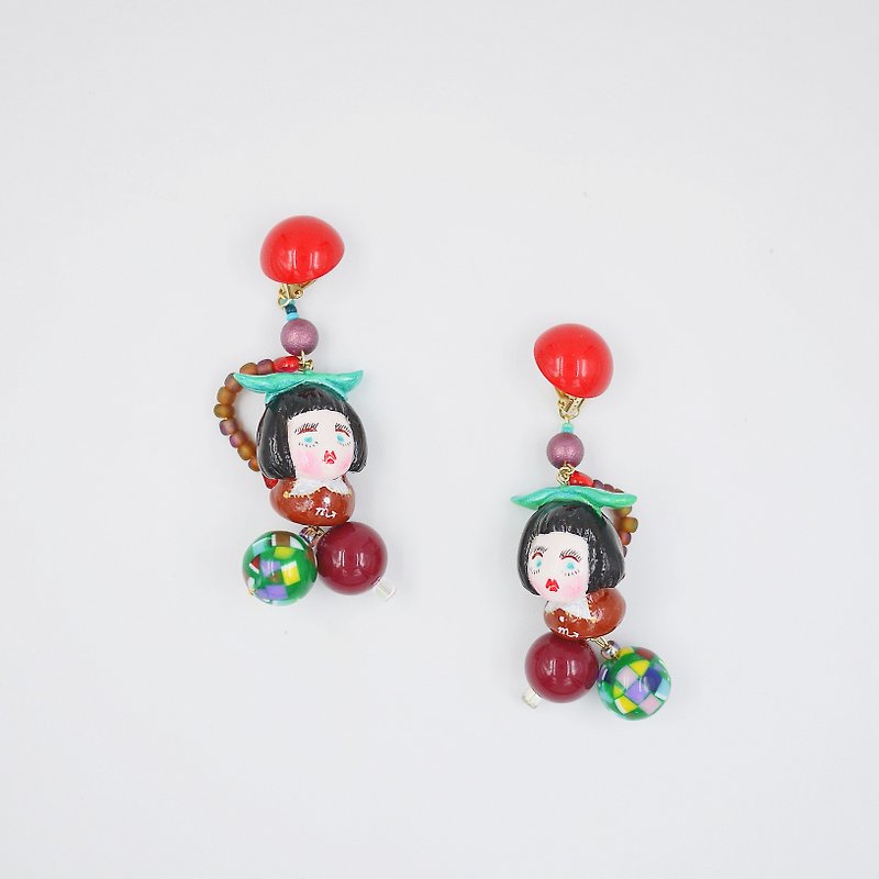 Love in the life clay hand-made earrings constellation series of Scorpio - Earrings & Clip-ons - Clay Multicolor