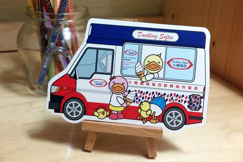 Duckling ice cream cart postcard - การ์ด/โปสการ์ด - กระดาษ 