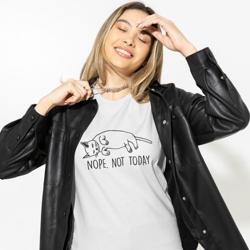 hipster NOPE NOT TODAY 中性短袖T恤 白色 狗貓毛小孩禮物聖誕貓之日春夏