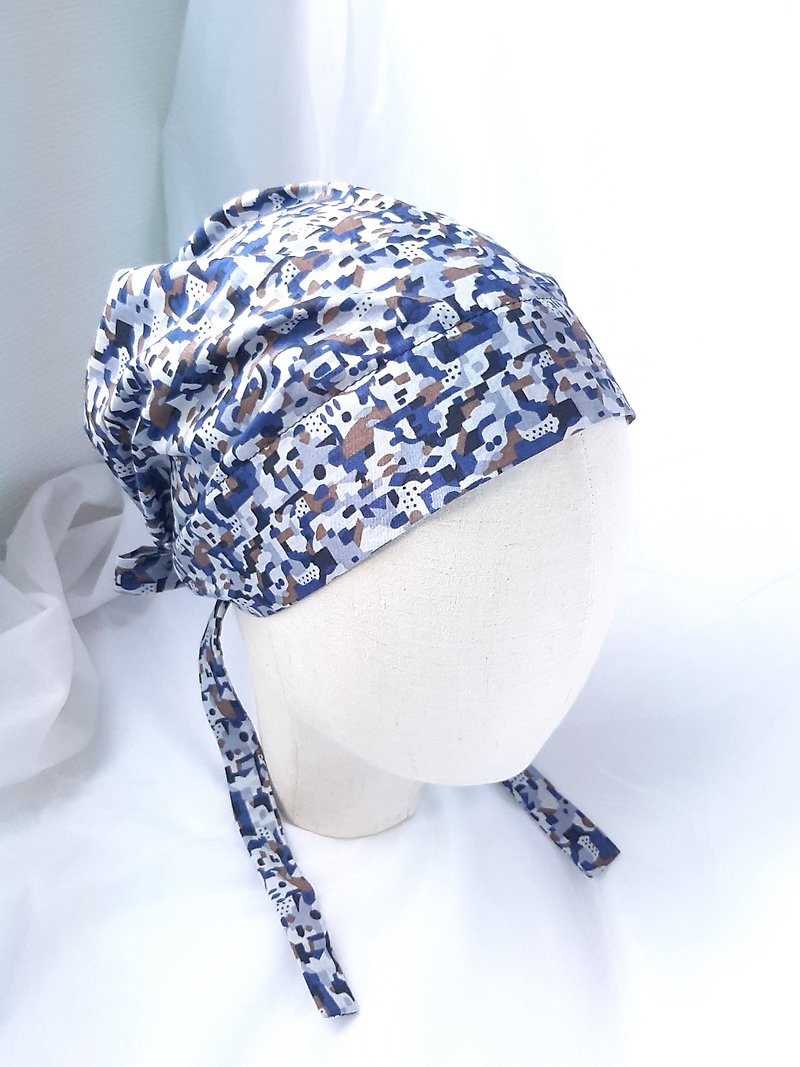 Blue Beige Bandana Hat - Hats & Caps - Cotton & Hemp Multicolor